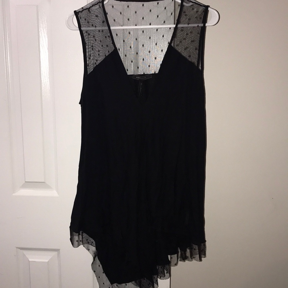BCBG black long sleeveless blouse!
